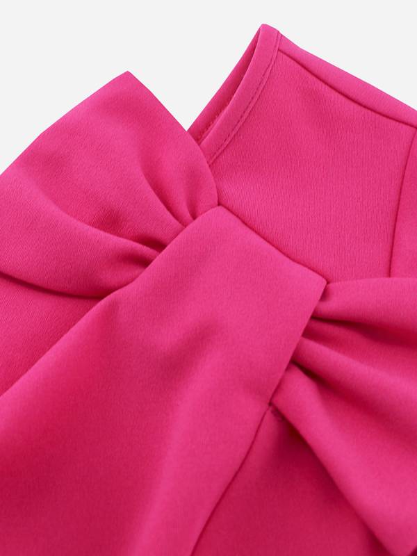 Women Bowknot Short Sleeve Slim Fit Pencil Dress for Cocktail thumb