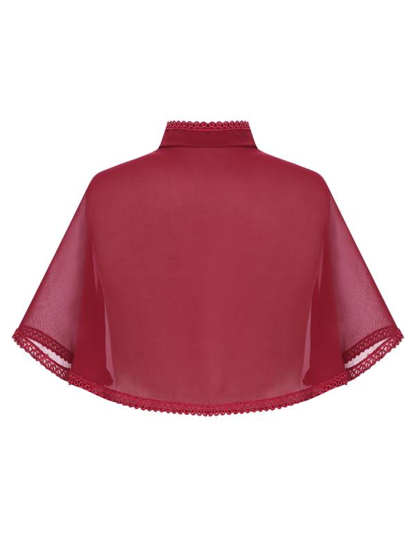 Kids Girls Chiffon Cape with Exquisite Brooch Shawl thumb