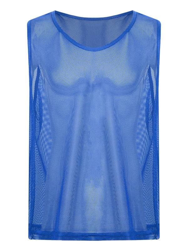 Men Hollow Out Mesh Round Neck Sleeveless Training Tank Top thumb