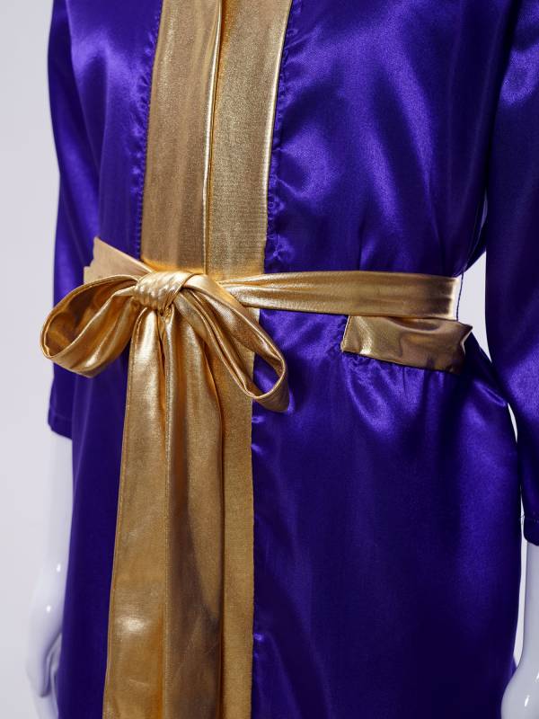 Kids Boys Long Sleeve Satin Hooded Cloak with Belt Boxing Robe  thumb