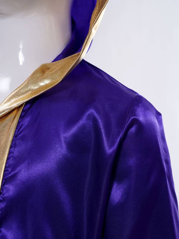 Kids Boys Long Sleeve Satin Hooded Cloak with Belt Boxing Robe  thumb