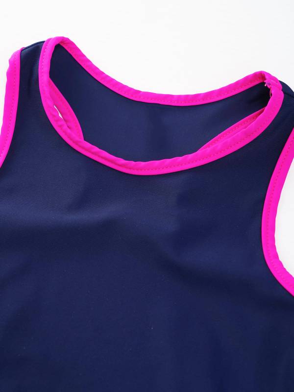 Kids Girls 3pcs Keyhole Crop Top with Vest and Skirt Sports Set for Tennis thumb