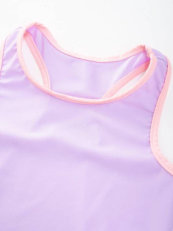 Kids Girls 3pcs Keyhole Crop Top with Vest and Skirt Sports Set for Tennis thumb