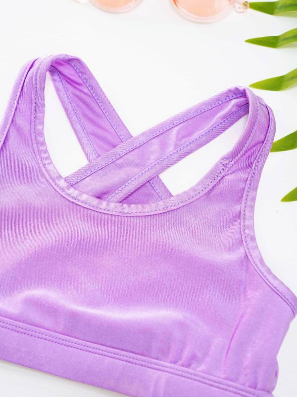 Kids Girls 3pcs Keyhole Crop Top with Vest and Skirt Sports Set for Tennis thumb