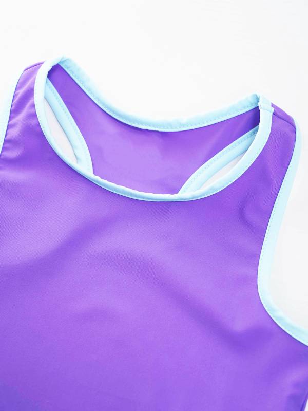 Kids Girls 3pcs Keyhole Crop Top with Vest and Skirt Sports Set for Tennis thumb