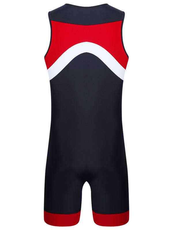Men Sleeveless Colorblock Zipper Slim Fit Jumpsuit for Cycling thumb