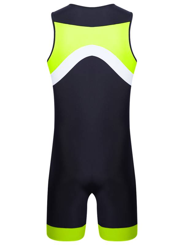 Men Sleeveless Colorblock Zipper Slim Fit Jumpsuit for Cycling thumb