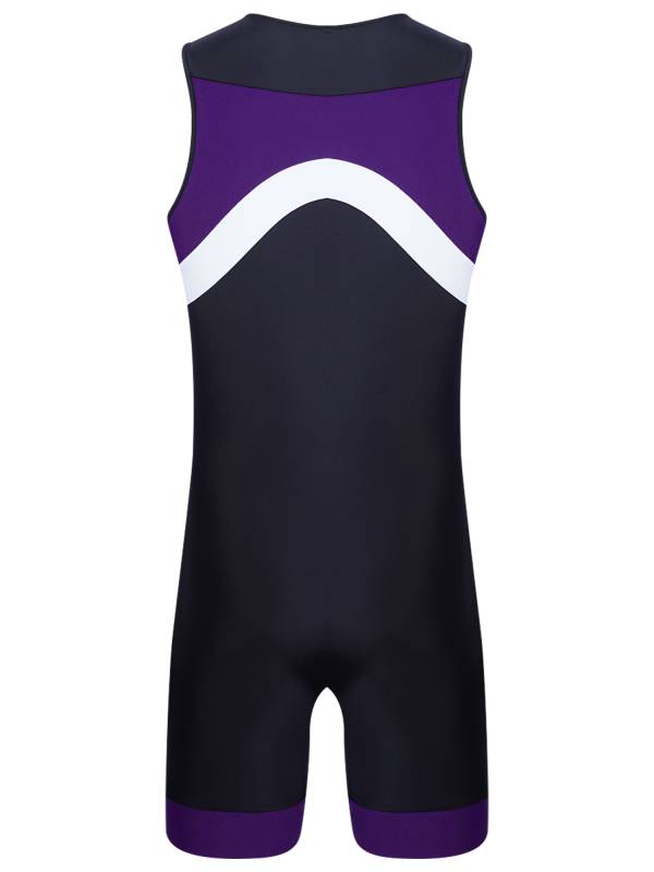 Men Sleeveless Colorblock Zipper Slim Fit Jumpsuit for Cycling thumb