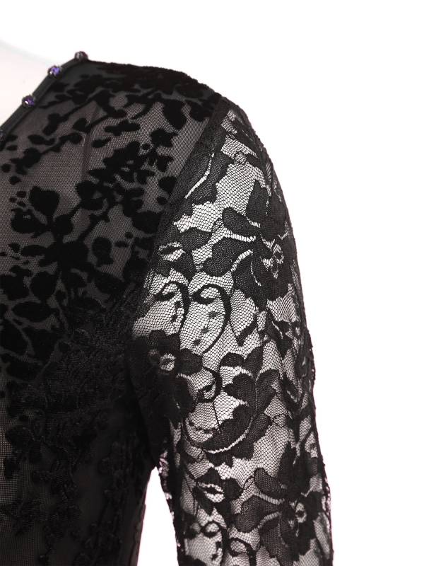 Women Ballroom Dance Dress Long Sleeve Lace for Waltz Cha-Cha thumb