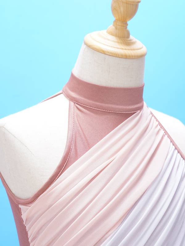 Kids Girls Sleeveless Colorblock Side Slit Chiffon Maxi Dress for Lyrical Dance thumb