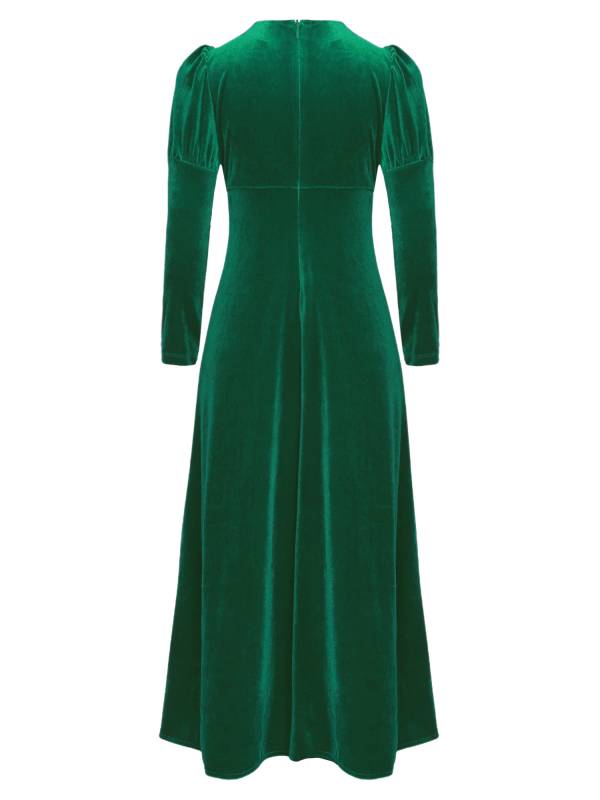Kids Girls Medieval Renaissance Velvet Long Sleeve Flowers Retro Princess Dress thumb