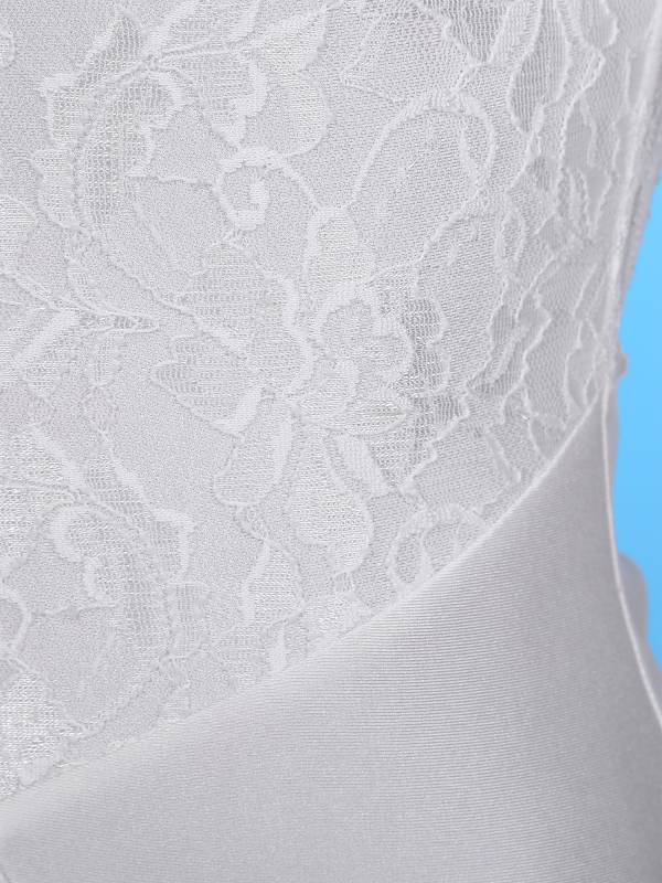 Women One Long Sleeve Floral Lace Deep V Back Lyrical Dance Leotard thumb