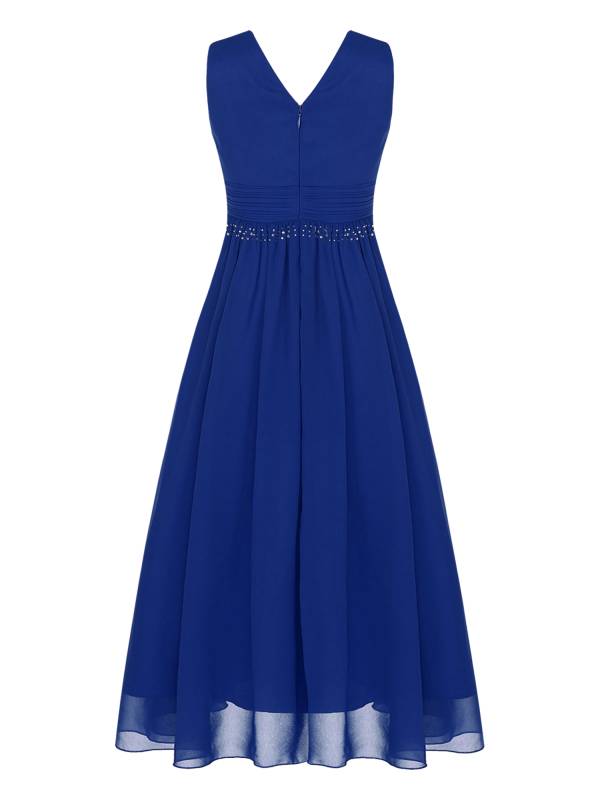 Kids Girls Sleeveless Ruched Chiffon Junior Bridesmaid Dress thumb
