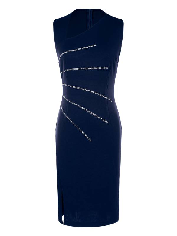 Women Pencil Dress Rhinestones Decor Slim Fit Tank Dress thumb