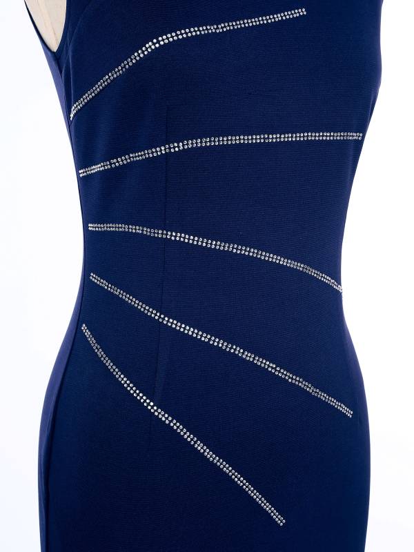 Women Pencil Dress Rhinestones Decor Slim Fit Tank Dress thumb