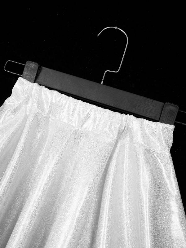Kids Girls One Shoulder Short Sleeve Metallic Crop Top and Skirt Jazz Dance Set thumb