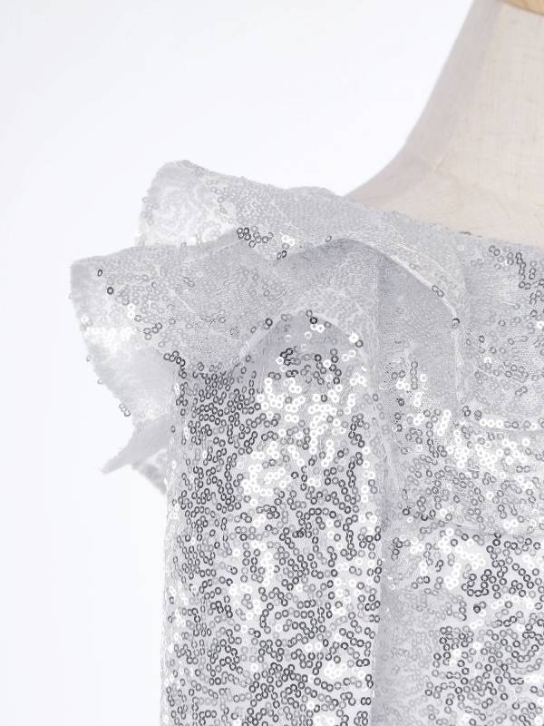 Kids Girls Sequined One Shoulder A-line Dress for Birthday thumb
