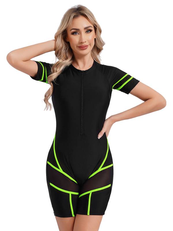 Women Short Sleeve One-piece Swimsuit UPF 50 Rash Guard thumb