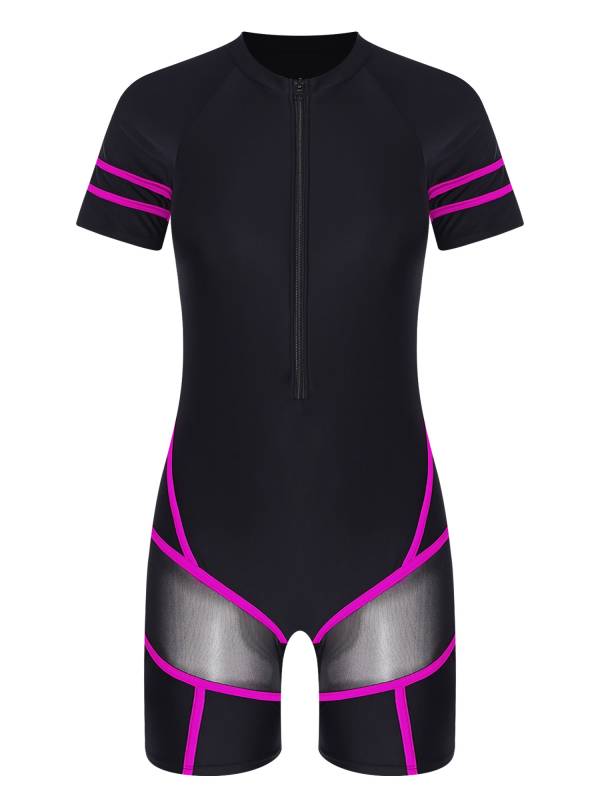 Women Short Sleeve One-piece Swimsuit UPF 50 Rash Guard thumb