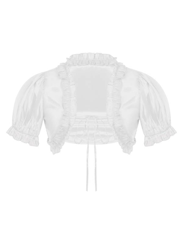 Women Mesh Crop Cardigan Open Front Short Sleeve Shawl thumb