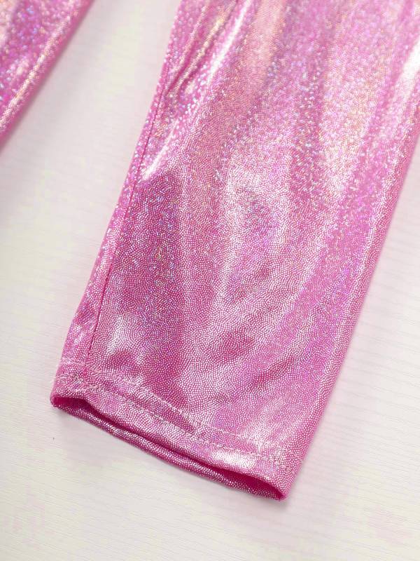 Kids Girls Metallic Elastic Waistband Leggings for Dance Party thumb