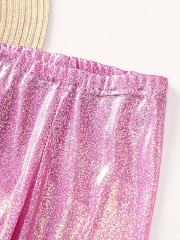 Kids Girls Metallic Elastic Waistband Leggings for Dance Party thumb
