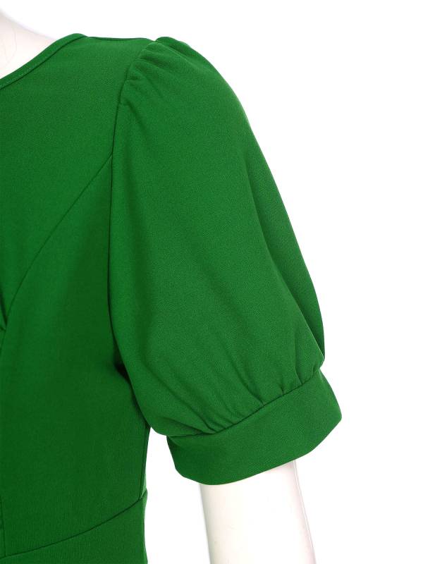 Women Short Sleeve Ruffles Bodycon Midi Pencil Dress for Work Cocktail thumb