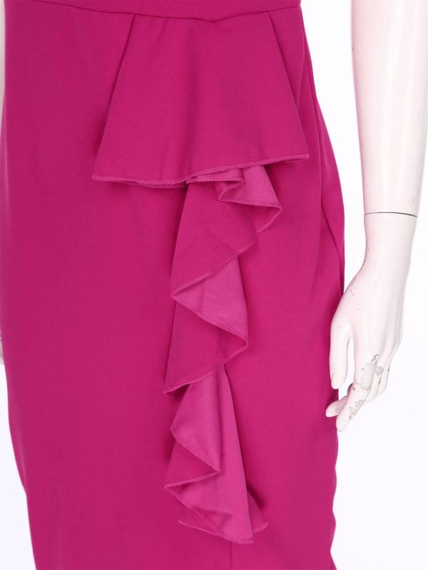Women Short Sleeve Ruffles Bodycon Midi Pencil Dress for Work Cocktail thumb