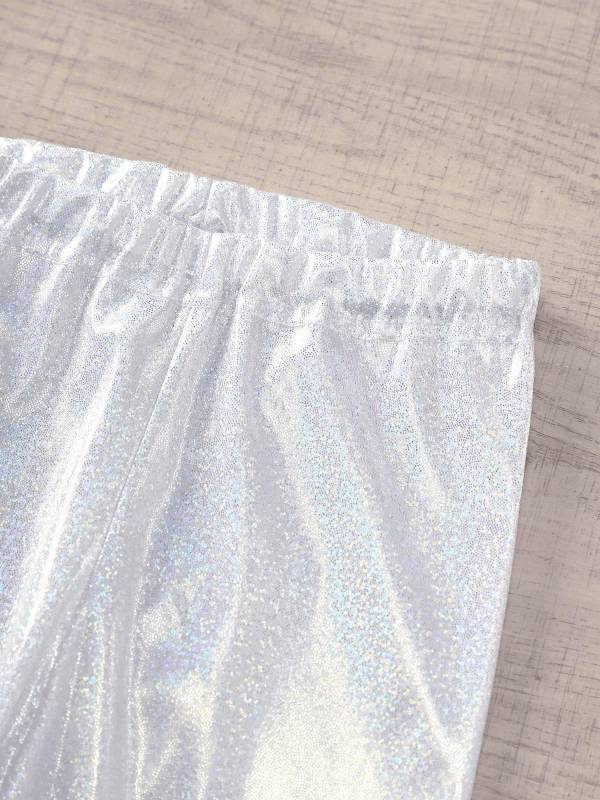Kids Girls Metallic Elastic Waistband Leggings for Dance Party thumb