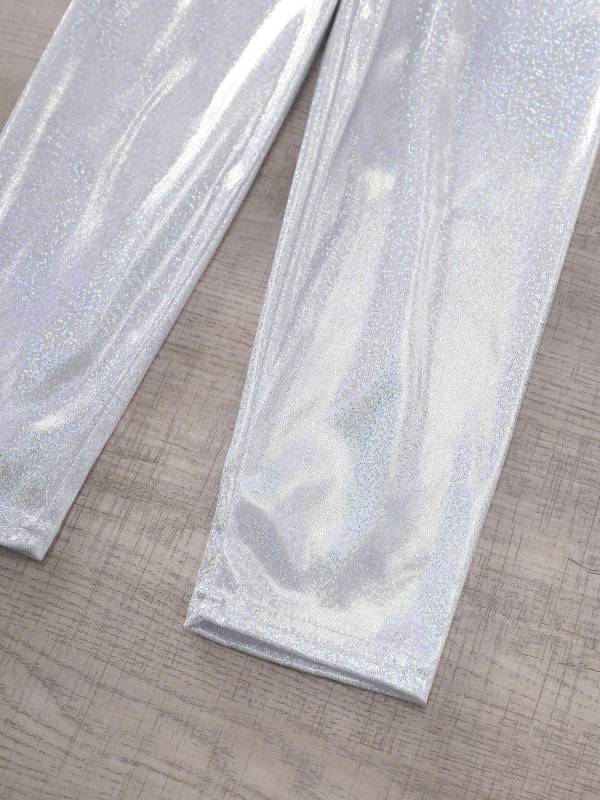 Kids Girls Metallic Elastic Waistband Leggings for Dance Party thumb