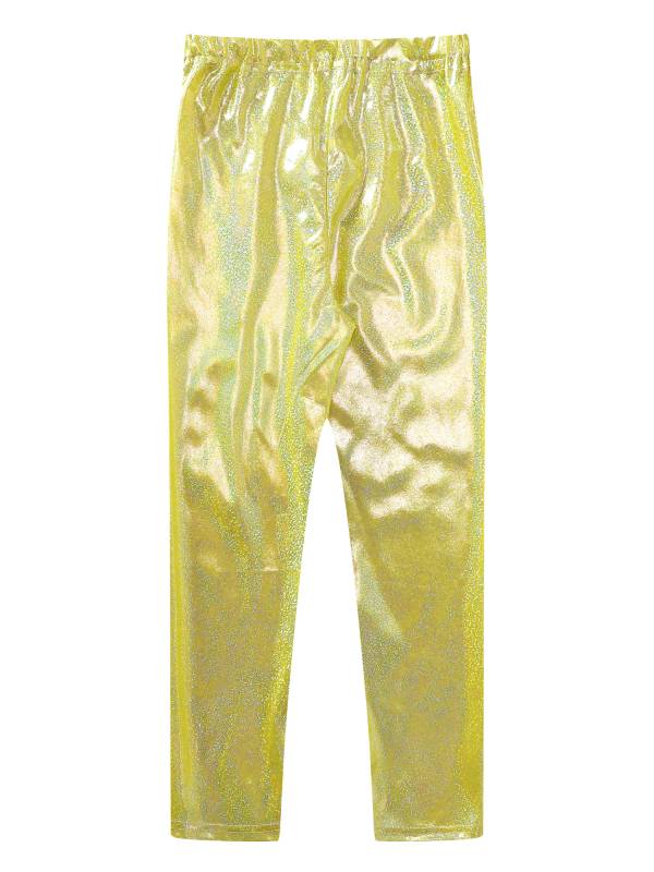 Kids Girls Metallic Elastic Waistband Leggings for Dance Party thumb