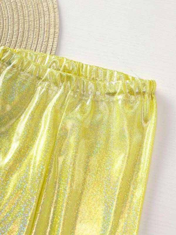 Kids Girls Metallic Elastic Waistband Leggings for Dance Party thumb