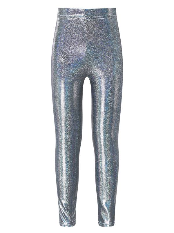 Kids Girls Metallic Elastic Waistband Leggings for Dance Party thumb