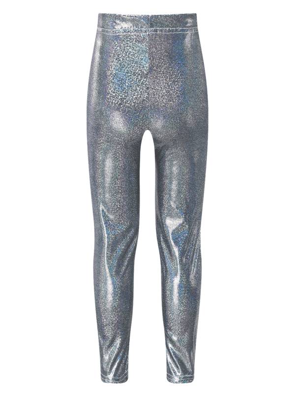 Kids Girls Metallic Elastic Waistband Leggings for Dance Party thumb