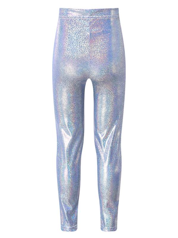 Kids Girls Metallic Elastic Waistband Leggings for Dance Party thumb