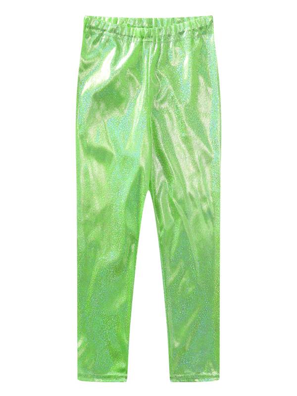 Kids Girls Metallic Elastic Waistband Leggings for Dance Party thumb