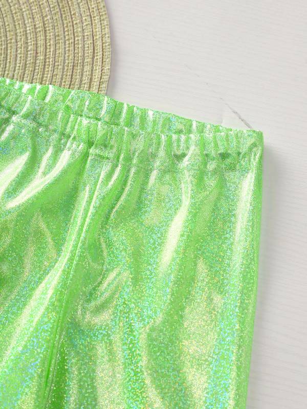 Kids Girls Metallic Elastic Waistband Leggings for Dance Party thumb