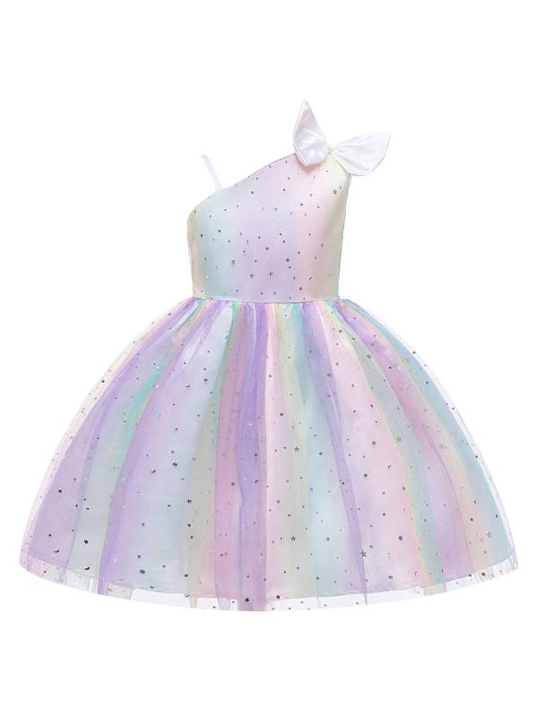 Toddler Girls Sequins One Shoulder Tutu Dress Flower Girls Gown thumb