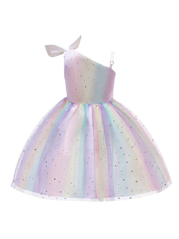Toddler Girls Sequins One Shoulder Tutu Dress Flower Girls Gown thumb