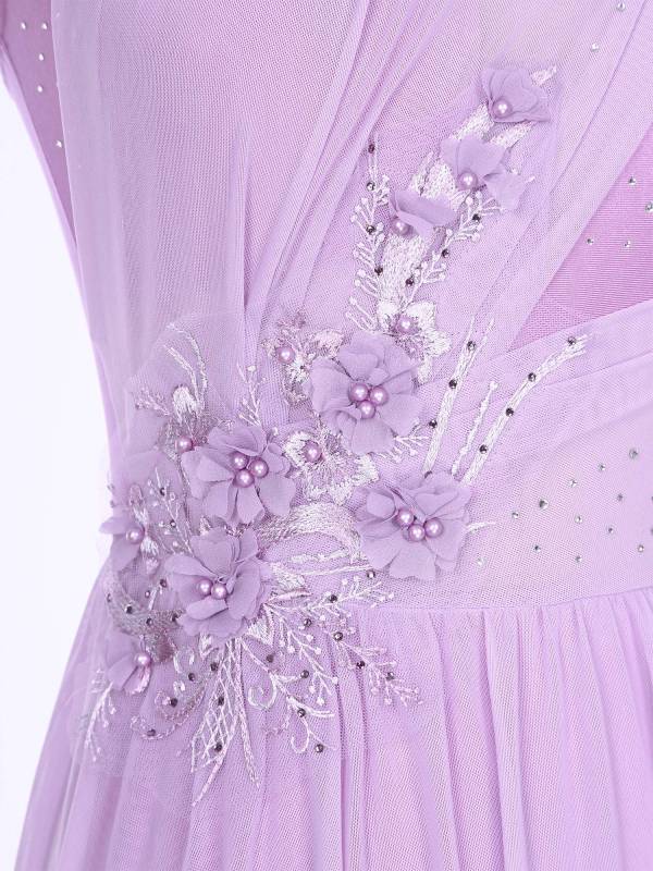 Women Sleeveless Rhinestones Asymmetrical Lyrical Dance Leotard Dress thumb