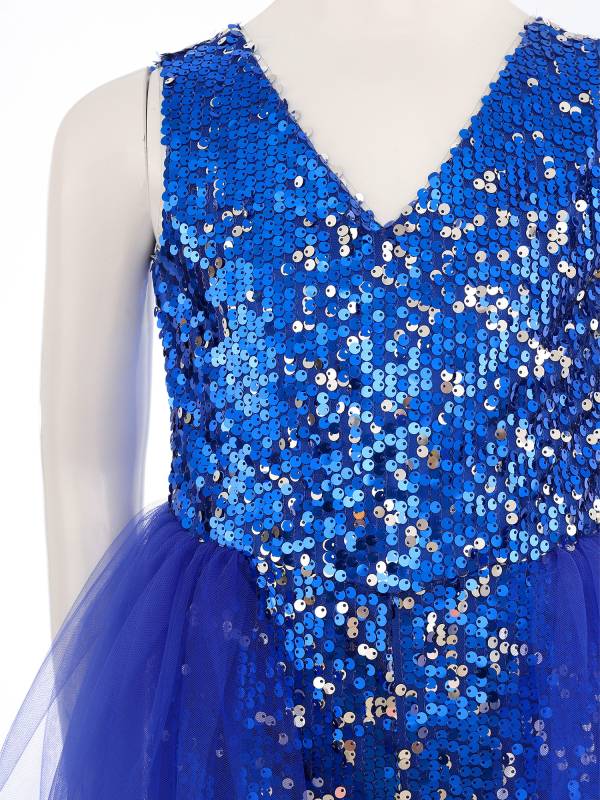 Kids Girls Pageant Sequin Romper with Tulle Skirt thumb