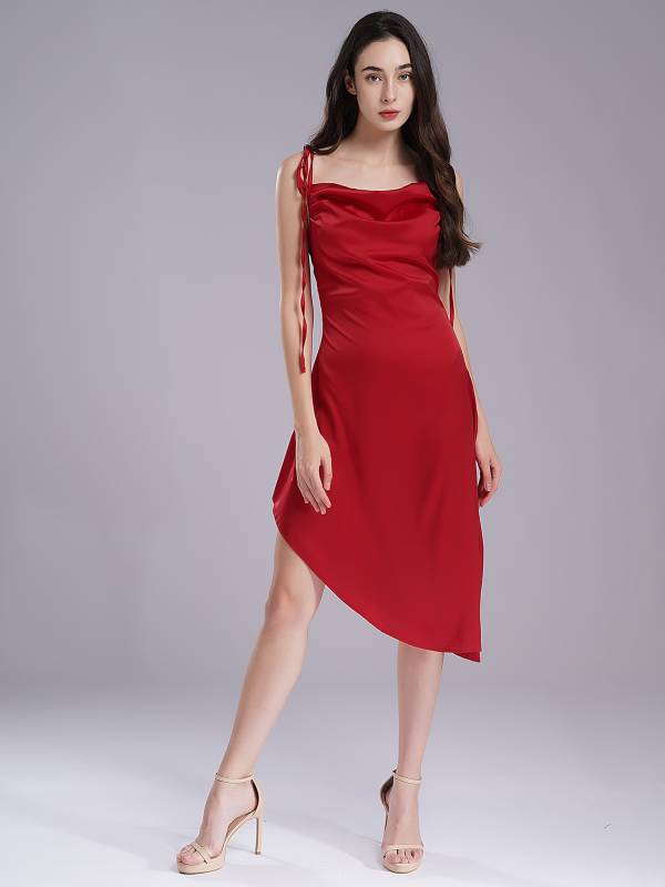 Women Silky Sling Dress Spaghetti Straps Backless Cocktail Dress thumb