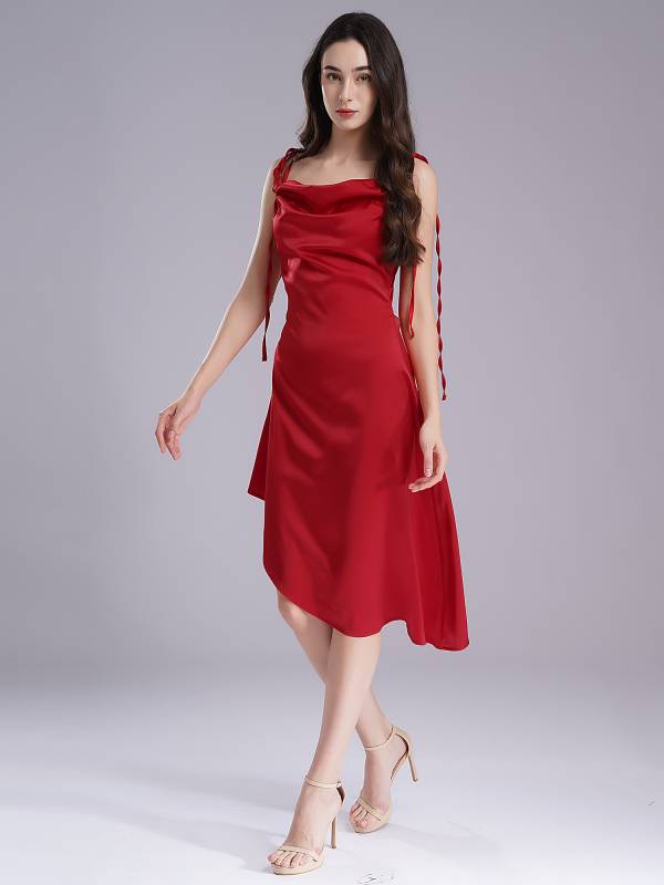 Women Silky Sling Dress Spaghetti Straps Backless Cocktail Dress thumb