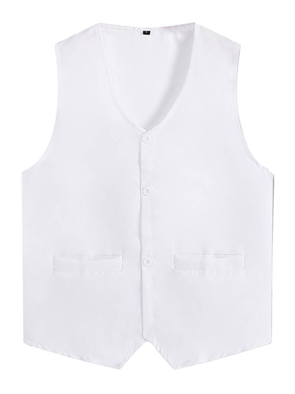 Kids Boys Solid Color V Neck Sleeveless Button Front Vest thumb