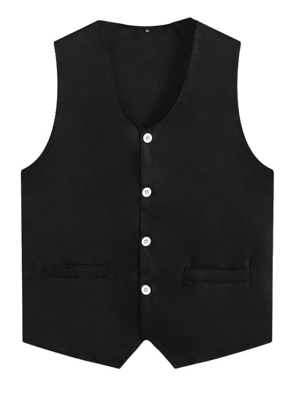Kids Boys Solid Color V Neck Sleeveless Button Front Vest thumb