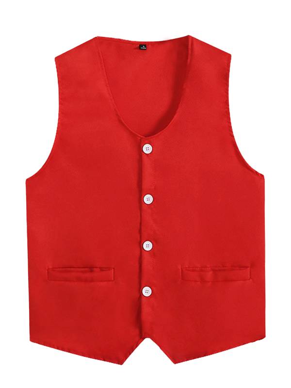 Kids Boys Solid Color V Neck Sleeveless Button Front Vest thumb