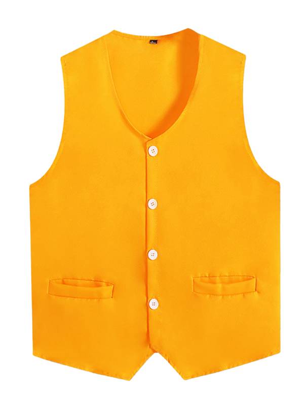 Kids Boys Solid Color V Neck Sleeveless Button Front Vest thumb