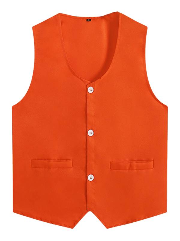 Kids Boys Solid Color V Neck Sleeveless Button Front Vest thumb