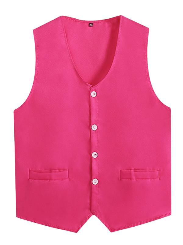 Kids Boys Solid Color V Neck Sleeveless Button Front Vest thumb