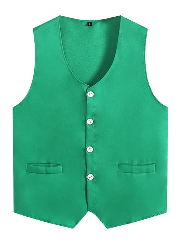 Kids Boys Solid Color V Neck Sleeveless Button Front Vest thumb